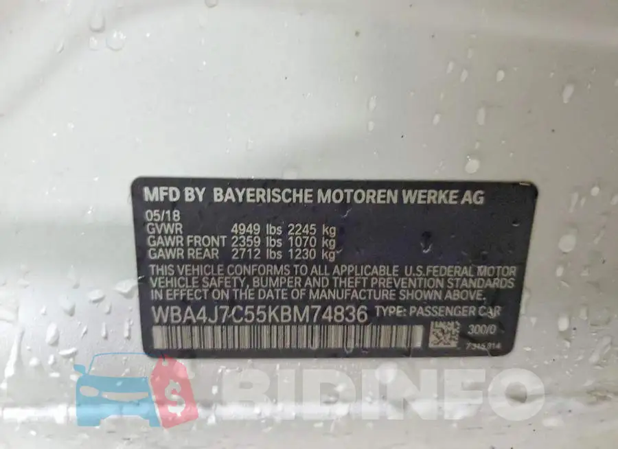 WBA4J7C55KBM74836 Photo# 12