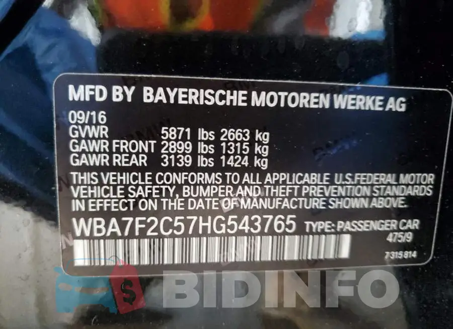 WBA7F2C57HG543765 Photo# 12