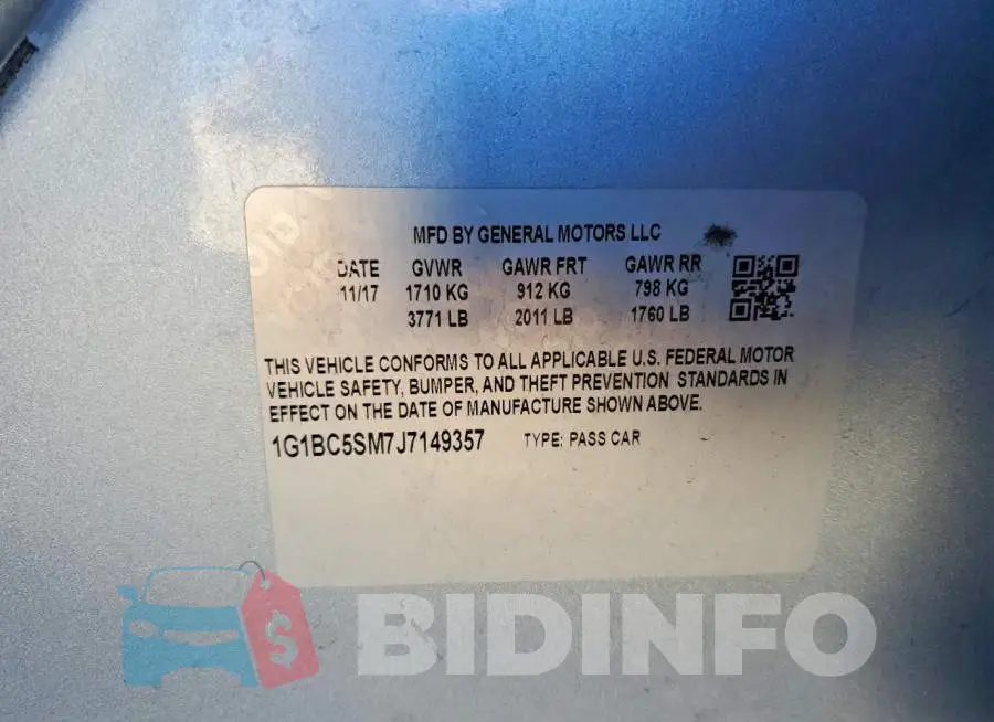 1G1BC5SM7J7149357 Photo# 13