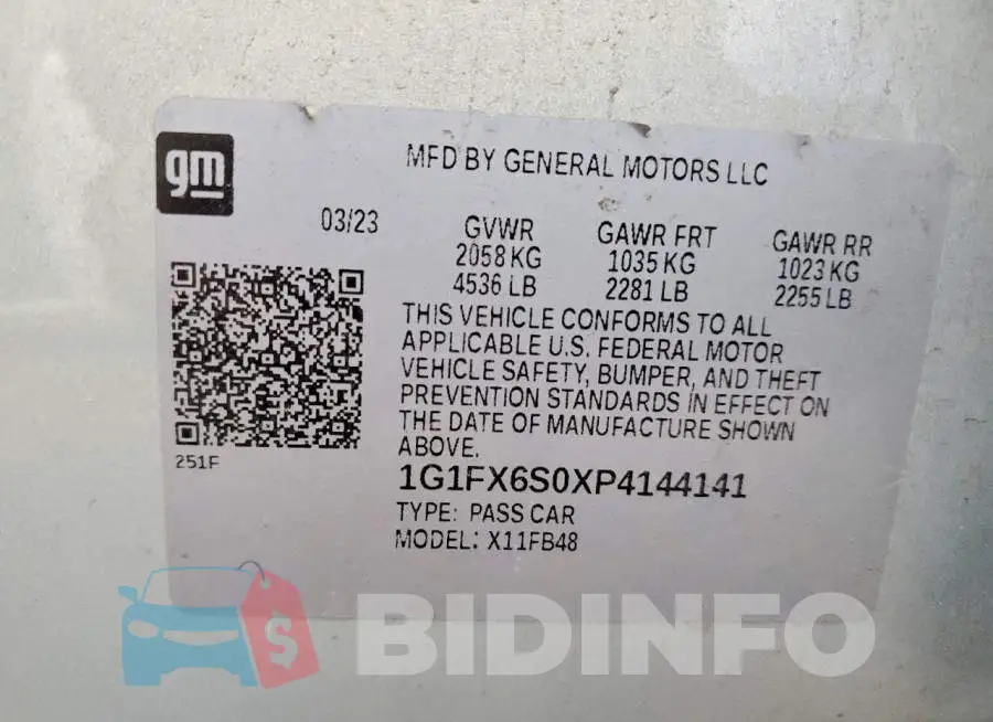 1G1FX6S0XP4144141 Photo# 12