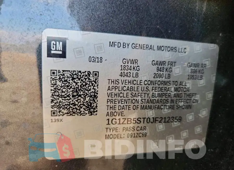 1G1ZB5ST0JF212359 Photo# 12