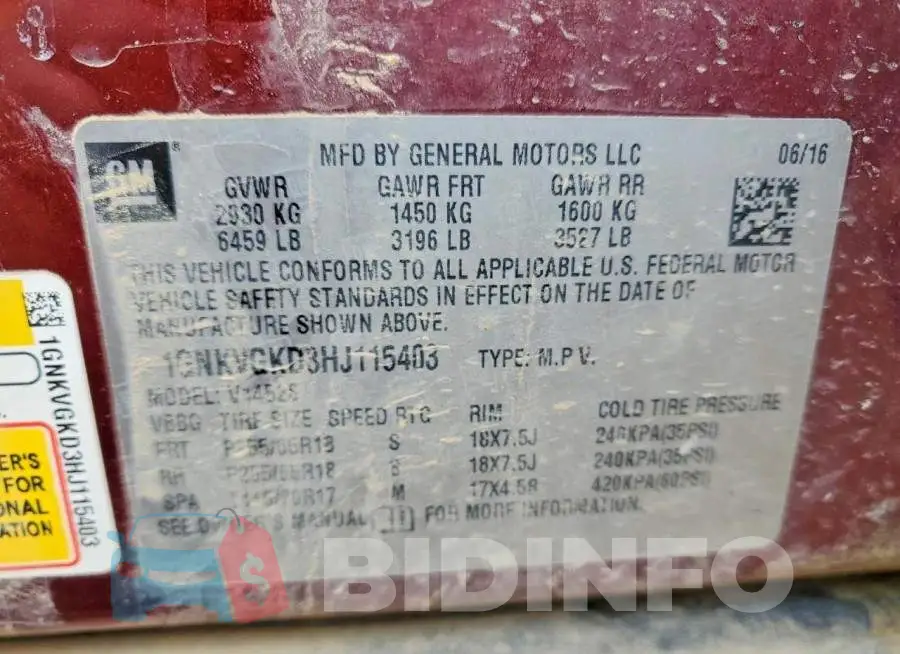 1GNKVGKD3HJ115403 Photo# 14