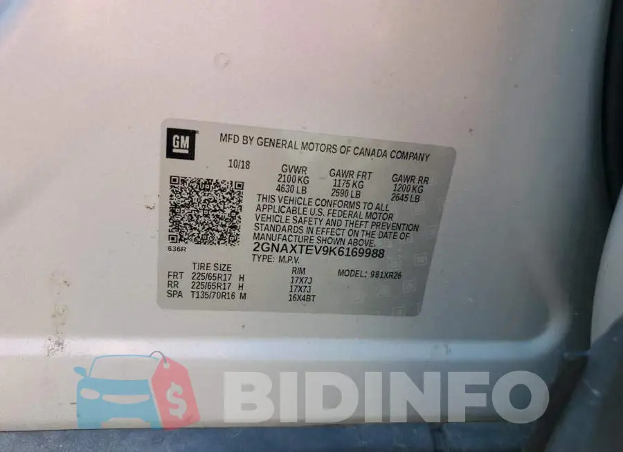 2GNAXTEV9K6169988 Photo# 13