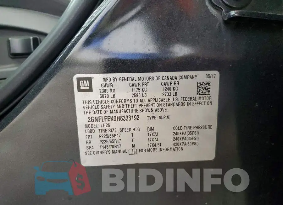 2GNFLFEK9H6333192 Photo# 13
