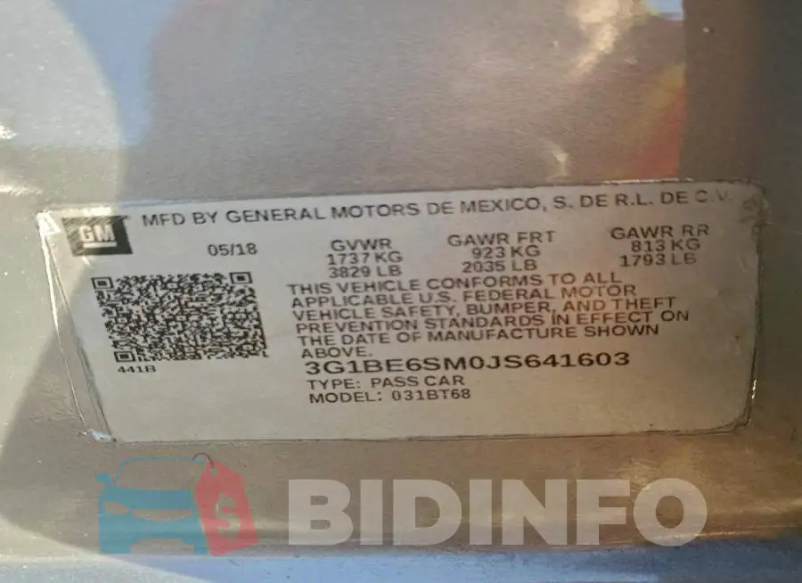 3G1BE6SM0JS641603 Photo# 12
