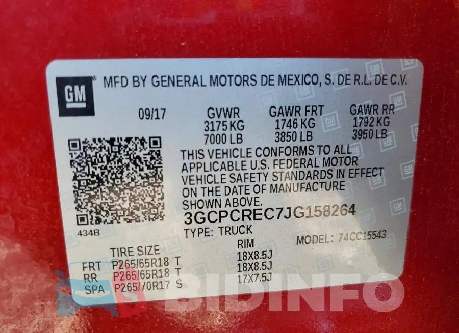 3GCPCREC7JG158264 Photo# 12