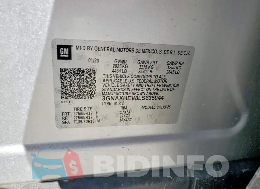 3GNAXHEV8LS635944 Photo# 12