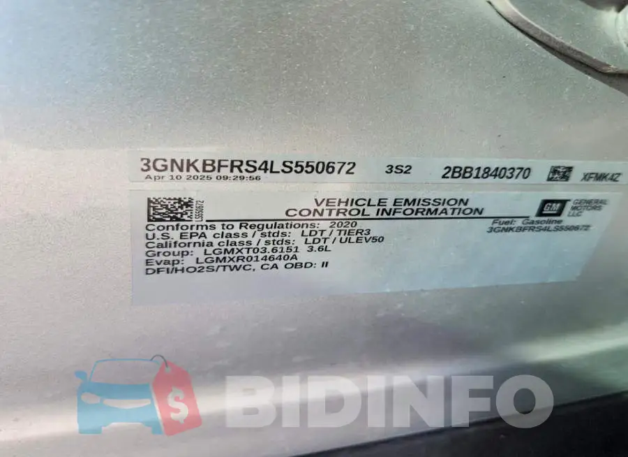 3GNKBFRS4LS550672 Photo# 13