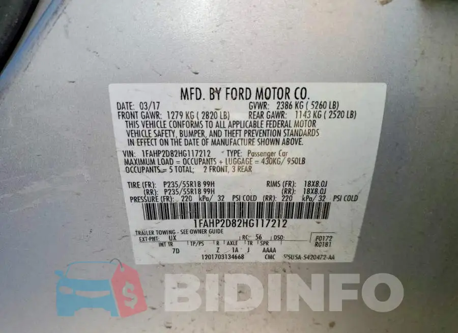 1FAHP2D82HG117212 Photo# 12