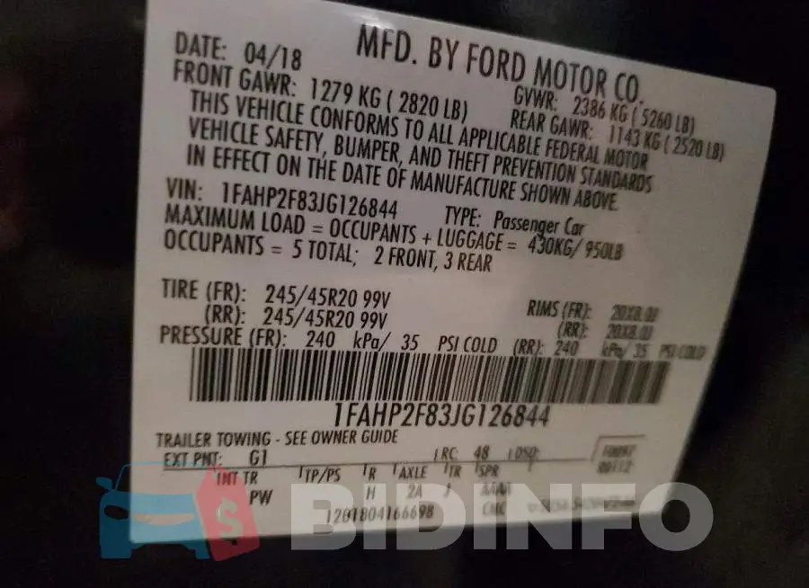 1FAHP2F83JG126844 Photo# 13