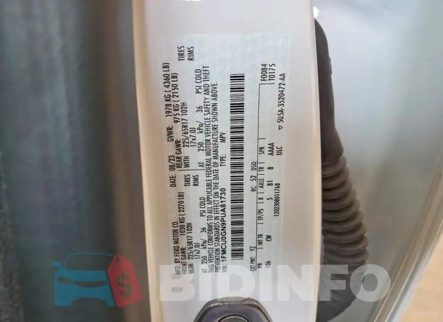 1FMCU0GN9PUA81730 Photo# 13