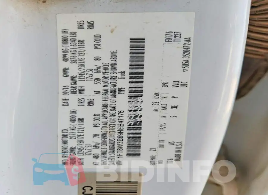 1FT8W3B69HEB47176 Photo# 12