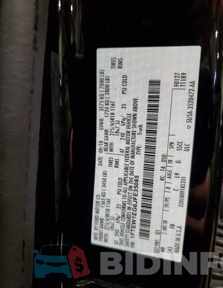 1FTEW1EG6JFE35085 Photo# 13