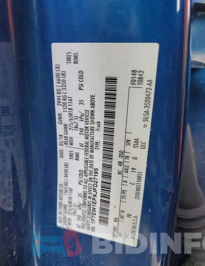 1FTEW1EPXJFD27195 Photo# 12