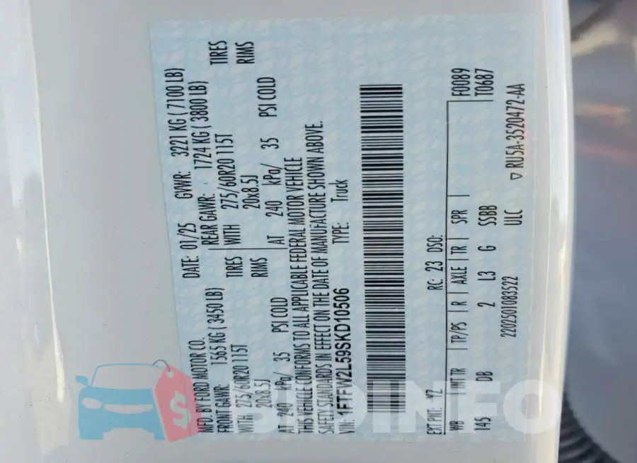 1FTFW2L59SKD10506 Photo# 12