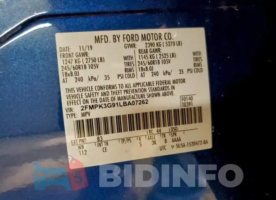 2FMPK3G91LBA07262 Photo# 13