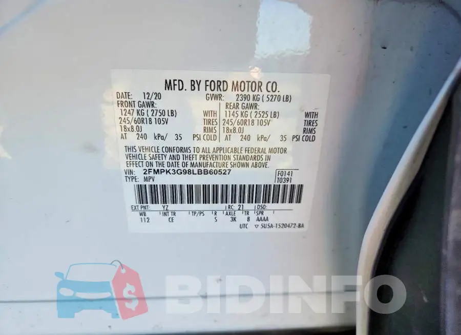 2FMPK3G98LBB60527 Photo# 12