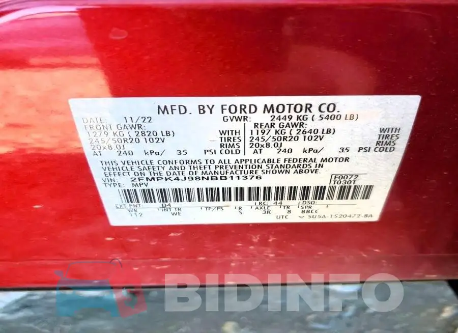 2FMPK4J98NBB11376 Photo# 13