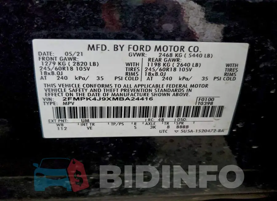 2FMPK4J9XMBA24416 Photo# 13