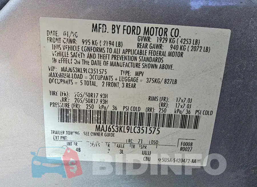 MAJ6S3KL9LC351575 Photo# 13