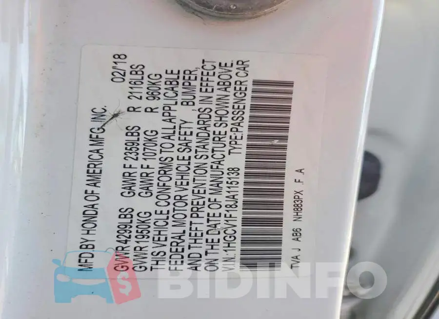 1HGCV1F18JA115138 Photo# 12