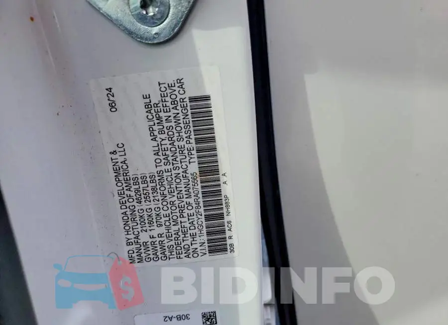 1HGCY2F84RA075565 Photo# 12