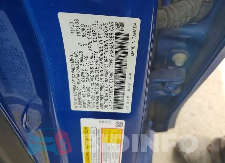 2HGFE1F74RH317487 Photo# 12