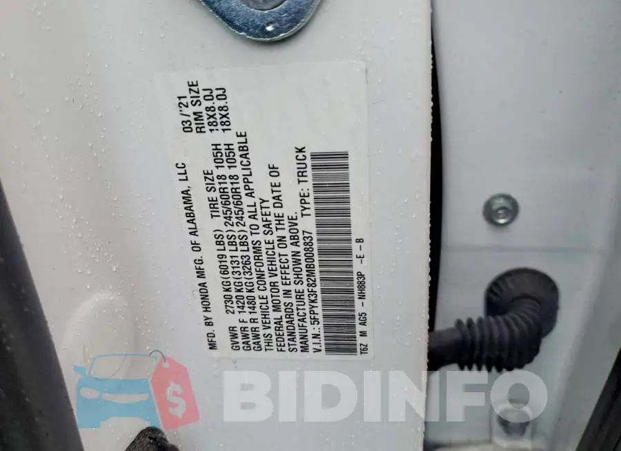 5FPYK3F82MB008837 Photo# 12