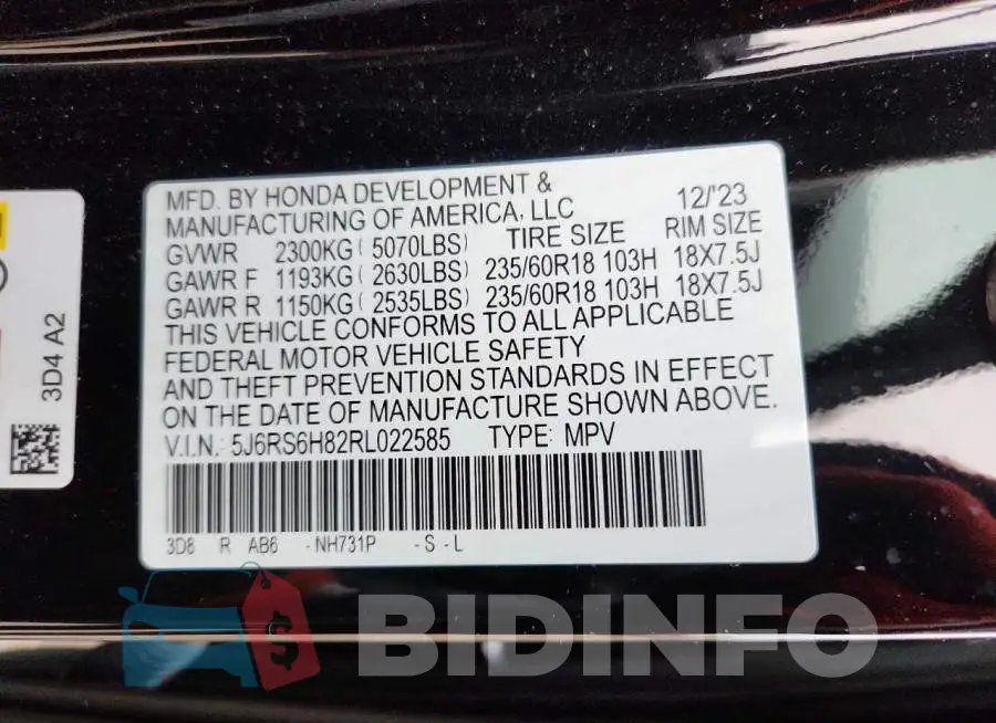 5J6RS6H82RL022585 Photo# 13