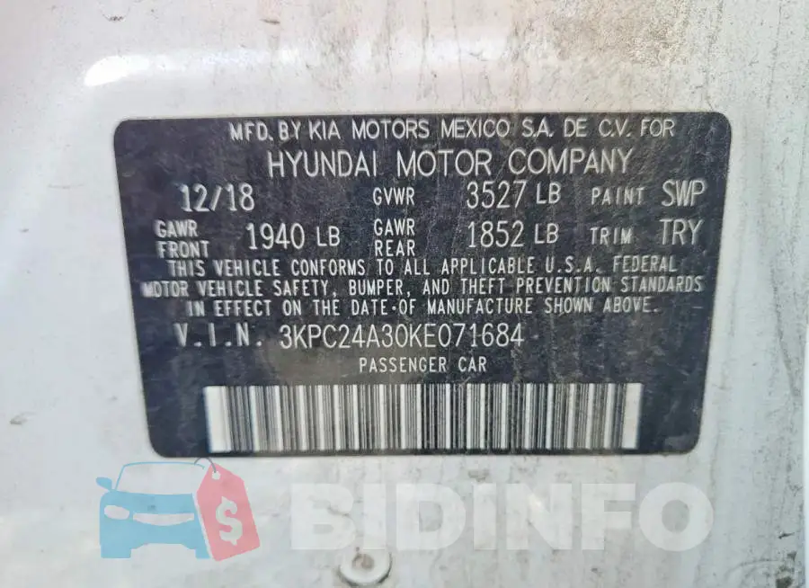 3KPC24A30KE071684 Photo# 12