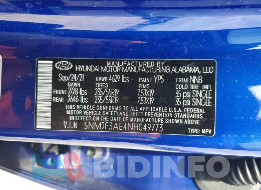 5NMJF3AE4NH049773 Photo# 14