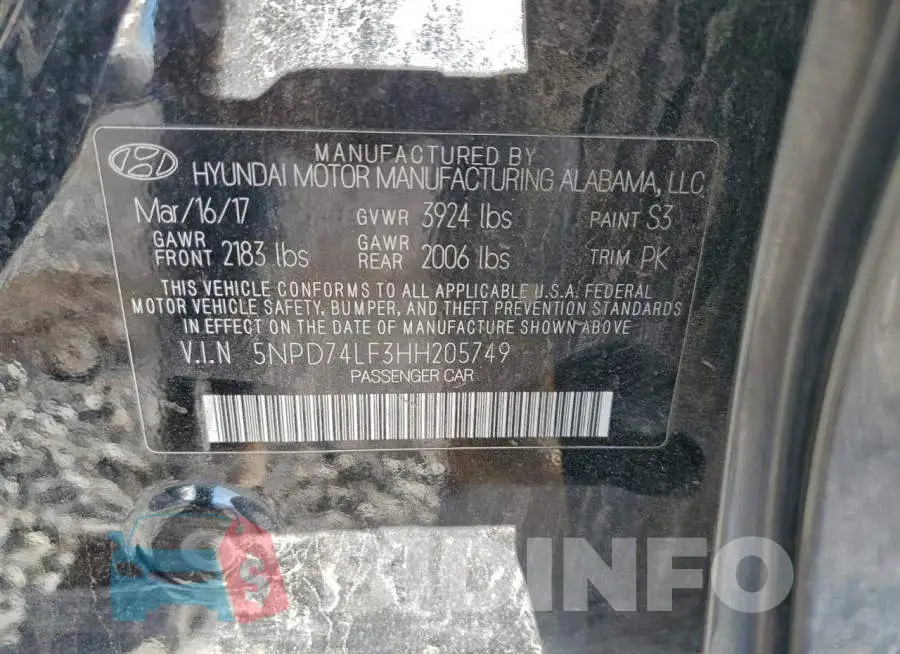 5NPD74LF3HH205749 Photo# 12
