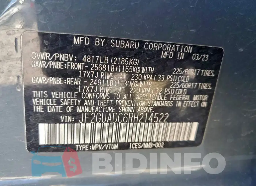 JF2GUADC6RH214522 Photo# 13