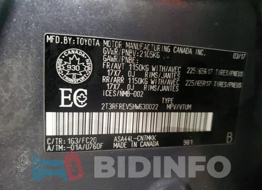 2T3RFREV5HW630022 Photo# 12
