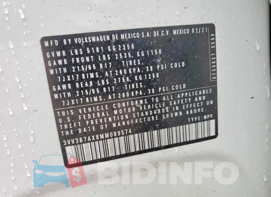 3VV3B7AX8MM089574 Photo# 14