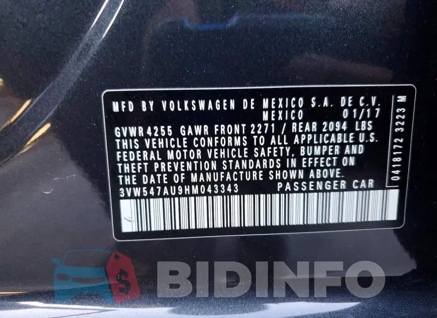 3VW547AU9HM043343 Photo# 13