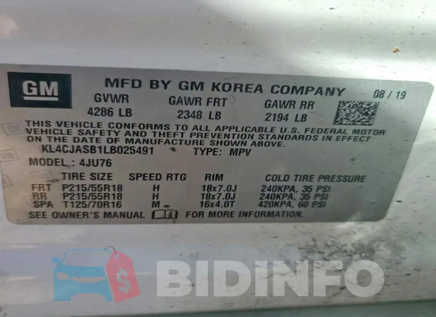 KL4CJASB1LB025491 Photo# 14