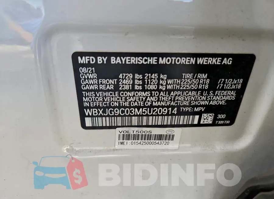 WBXJG9C03M5U20914 Photo# 12
