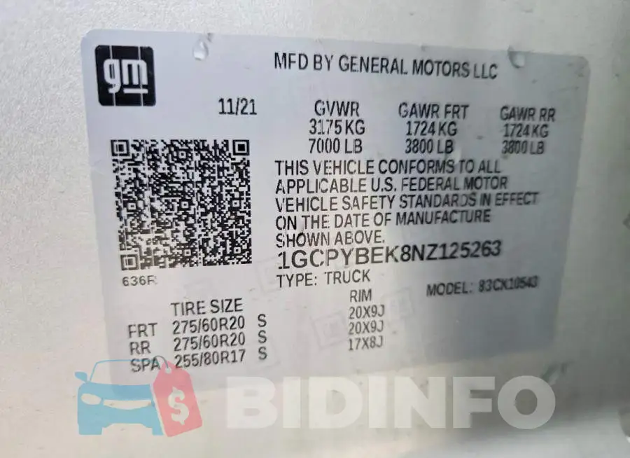 1GCPYBEK8NZ125263 Photo# 13