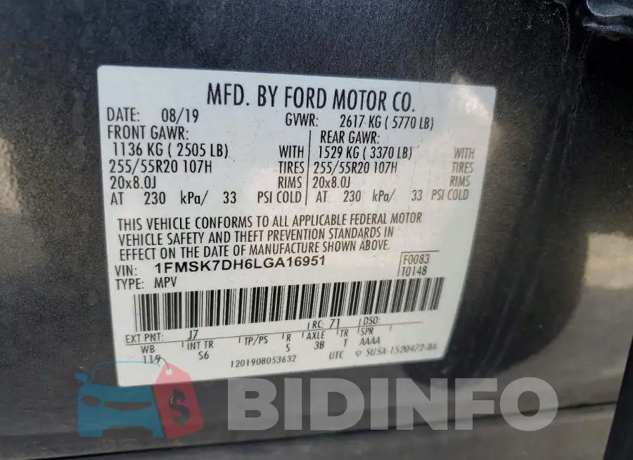 1FMSK7DH6LGA16951 Photo# 13