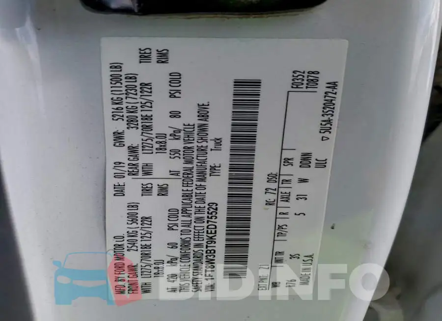 1FT8W3BT9KED75529 Photo# 12