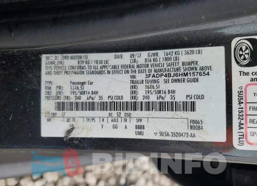 3FADP4BJ6HM157654 Photo# 12