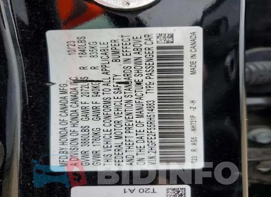 2HGFE2F55RH514883 Photo# 12