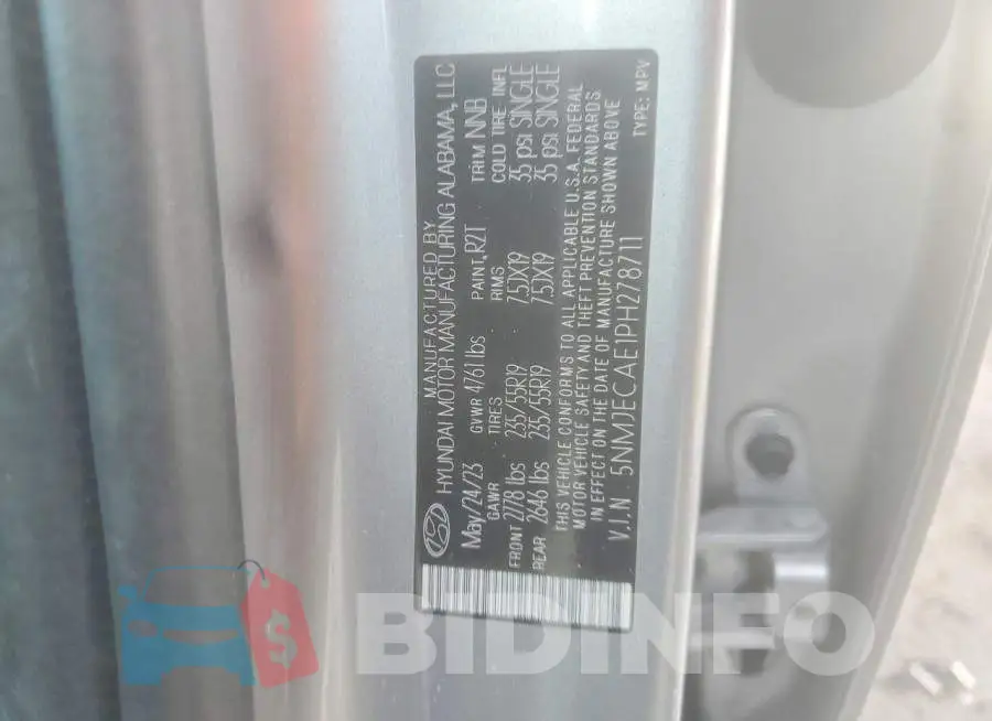 5NMJECAE1PH278711 Photo# 13