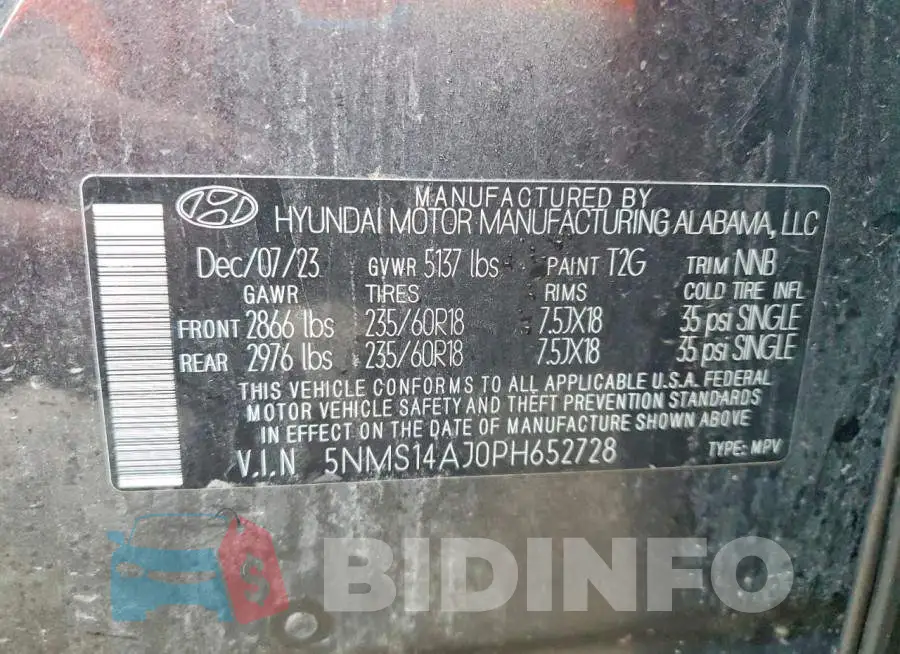 5NMS14AJ0PH652728 Photo# 13