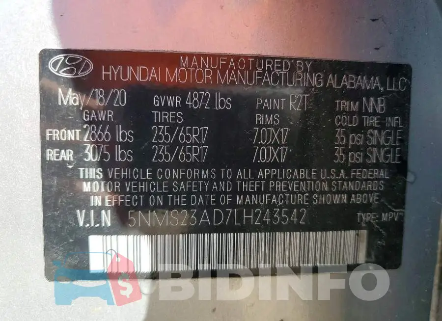 5NMS23AD7LH243542 Photo# 12