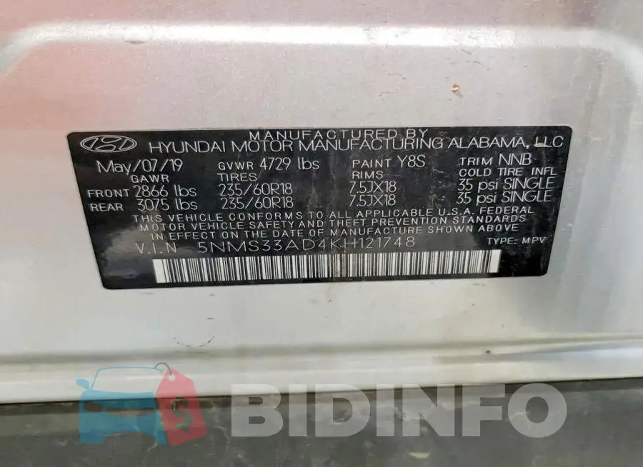 5NMS33AD4KH121748 Photo# 13