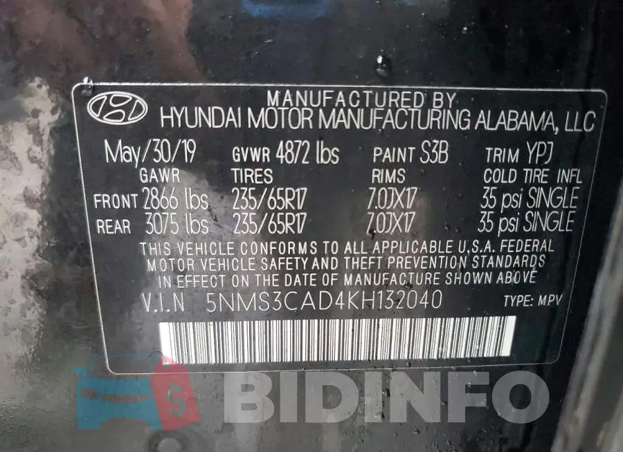 5NMS3CAD4KH132040 Photo# 13