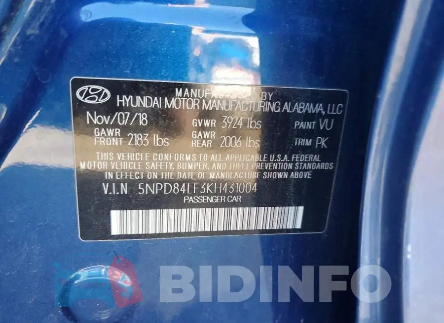 5NPD84LF3KH431004 Photo# 12