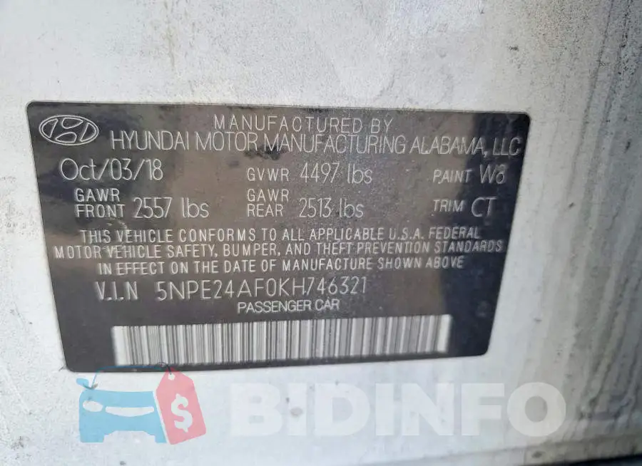5NPE24AF0KH746321 Photo# 12
